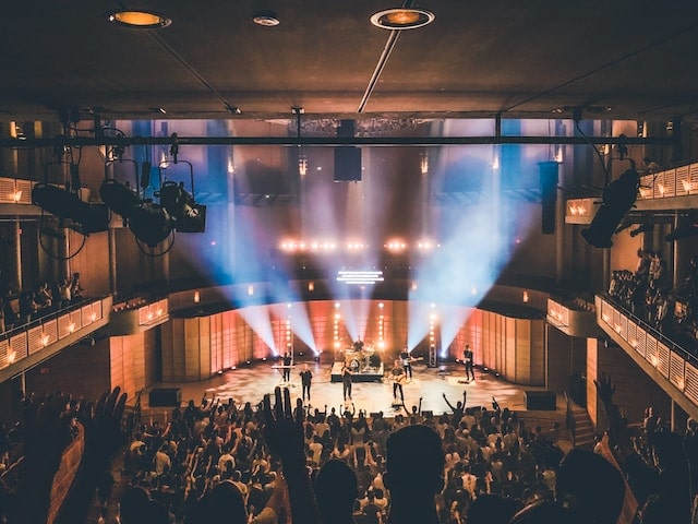 Full frame view of people at a concert enjoying some music